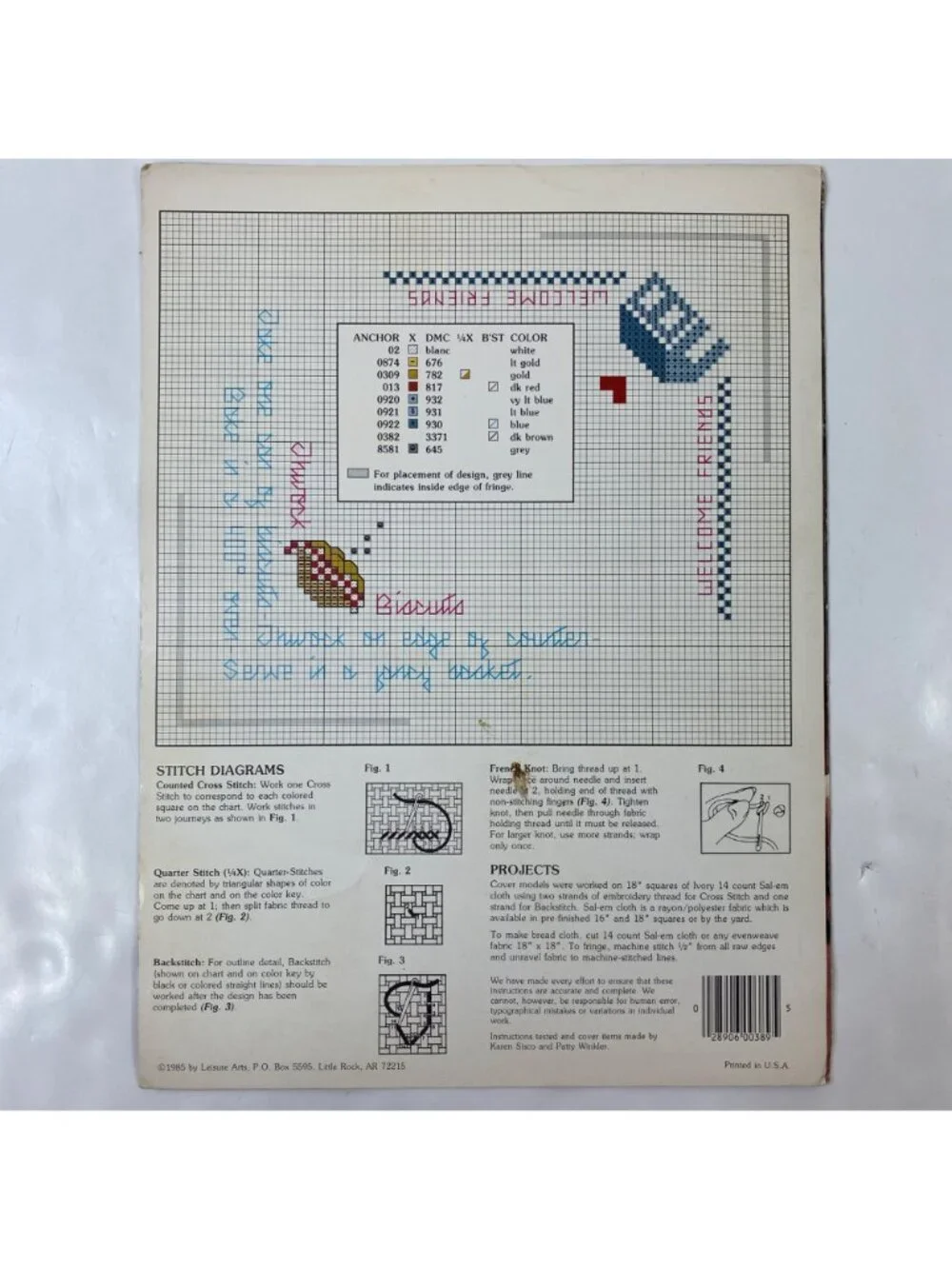 Bread Cloths Cross-Stitch Pattern Instruction Leaflet By Anne Van Wagner Young